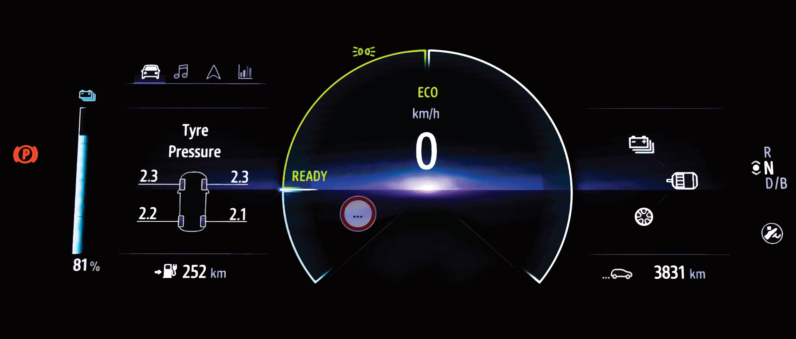 Digitales Reifendruckkontrollsystem eines Elektroautos