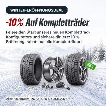 Winter-Eröffnungsdeal: 10 Prozent Rabatt auf Kompletträder im Konfigurator.