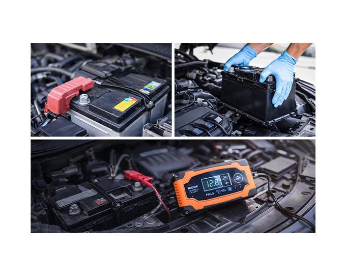 Autobatterie im Motorraum und ihre Einsatzbereiche im Fahrzeug