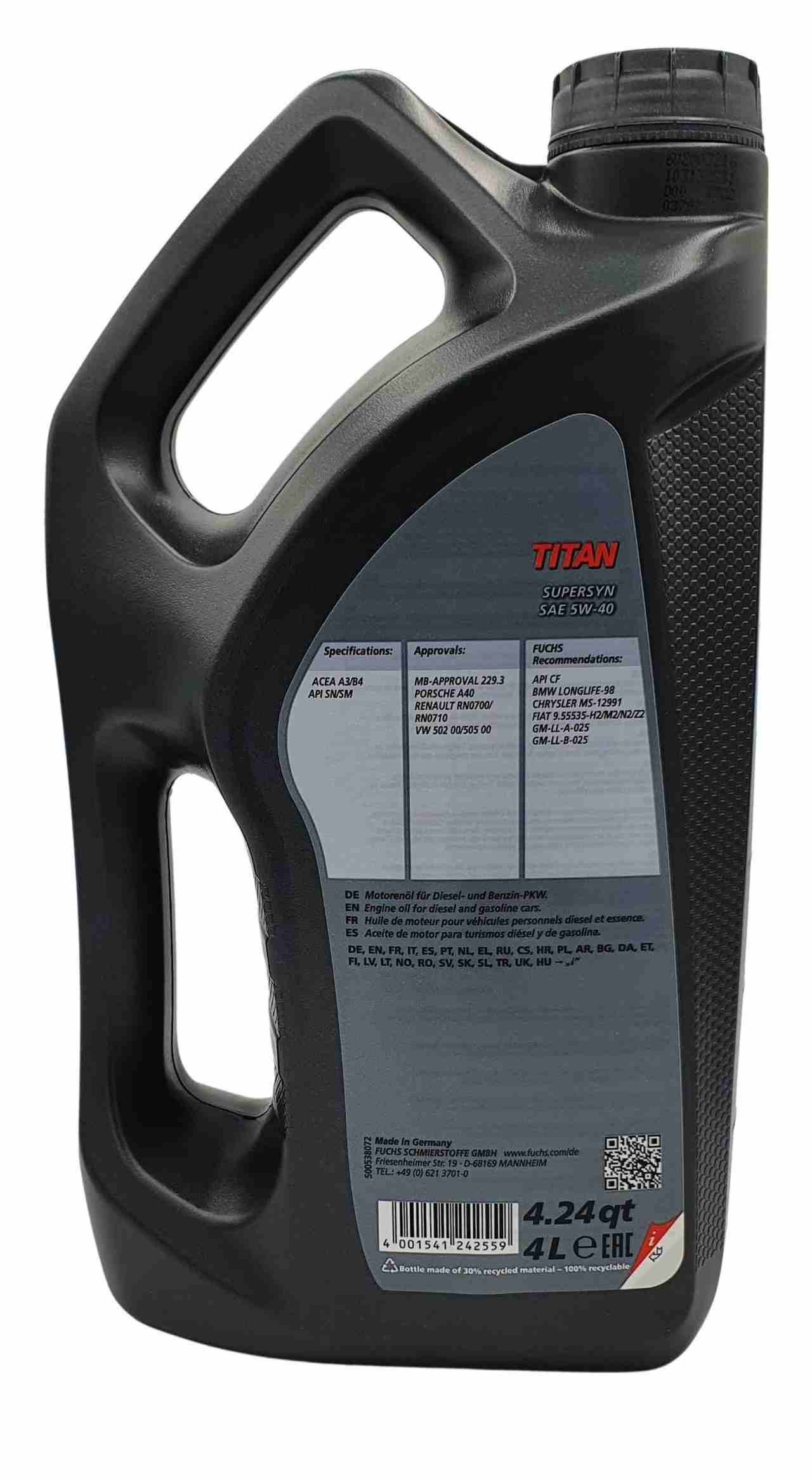 Fuchs Titan Supersyn 5W-40 4 Liter