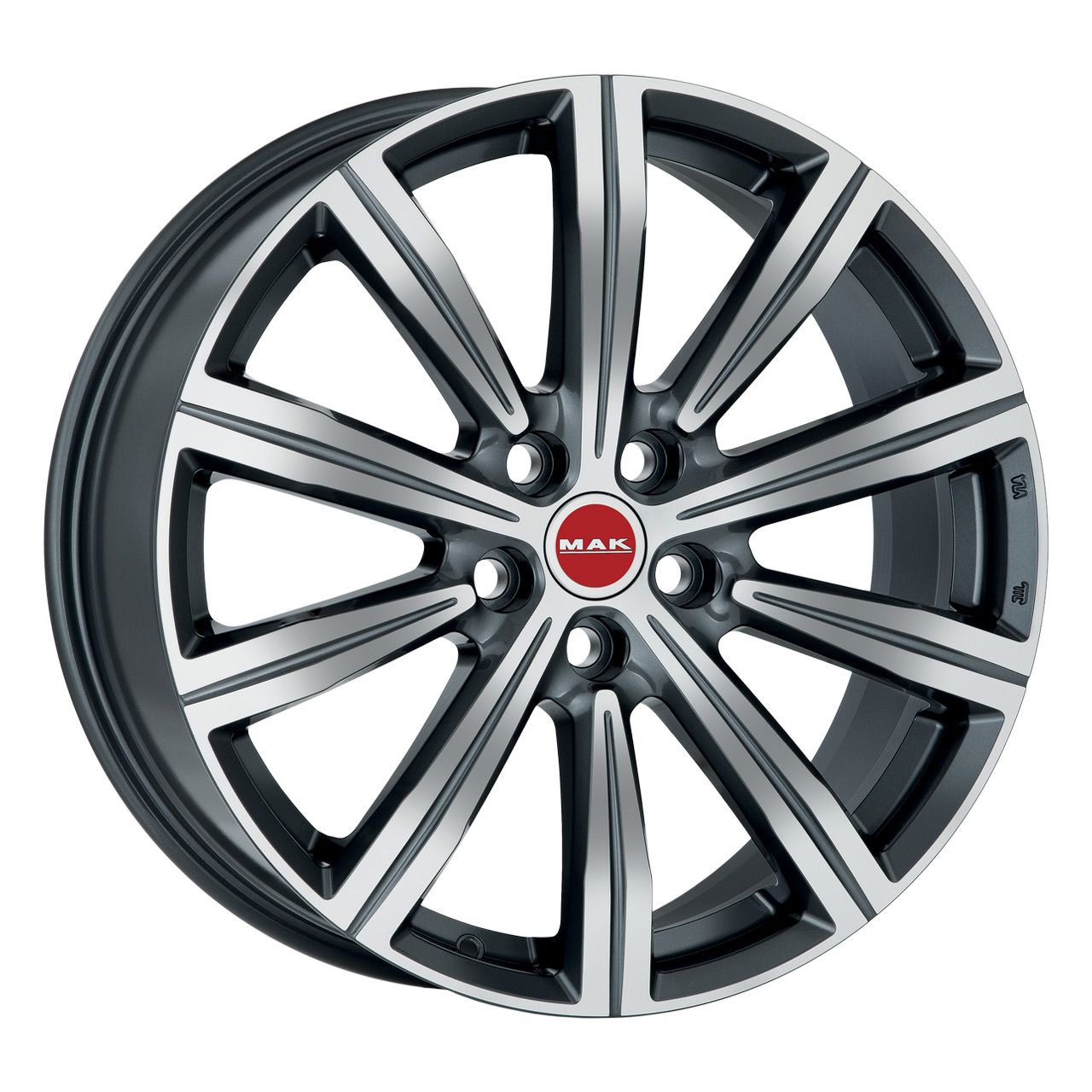 MAK BIRMINGHAM UNIVERSAL gun metal mirror face 9.0Jx22 5x108 ET45
