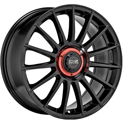 OZ SUPERTURISMO EVOLUZIONE gloss black + red lettering 8.5Jx19 5x112 ET44