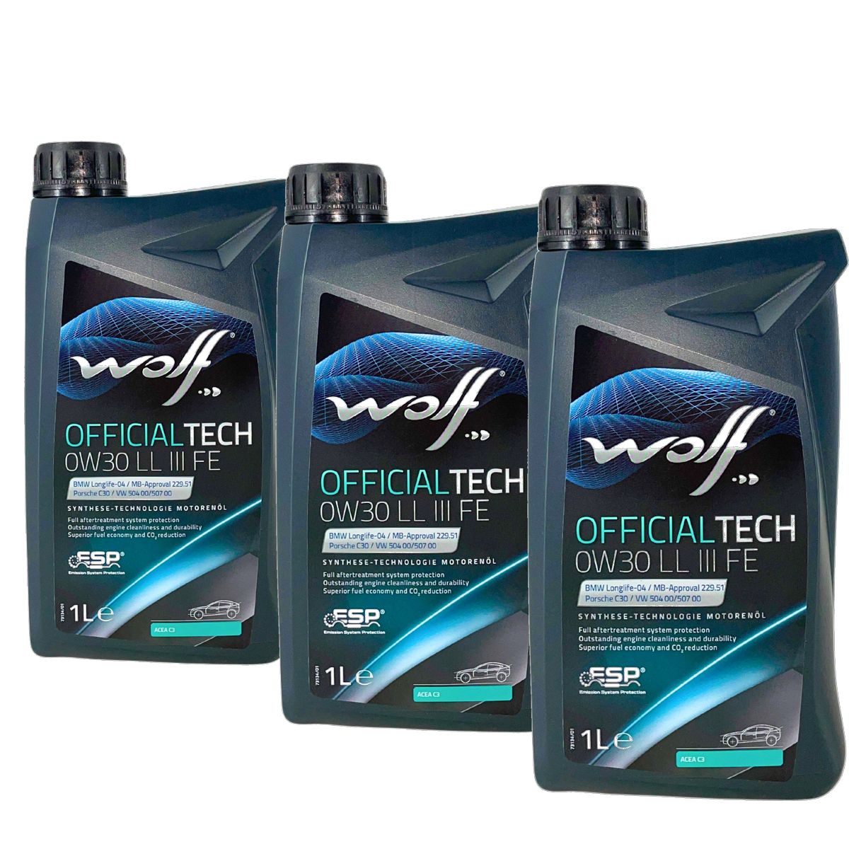 Wolf OfficialTech 0W-30 LL III FE 3x1 Liter