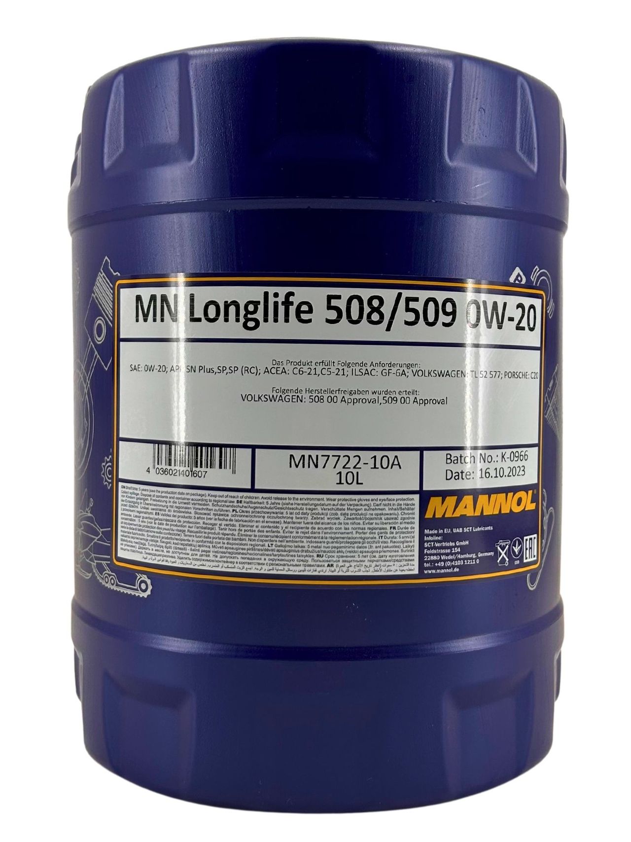 Mannol Longlife 508/509 0W-20 10 Liter Mannol Longlife 508/509 0W-20 10 Liter