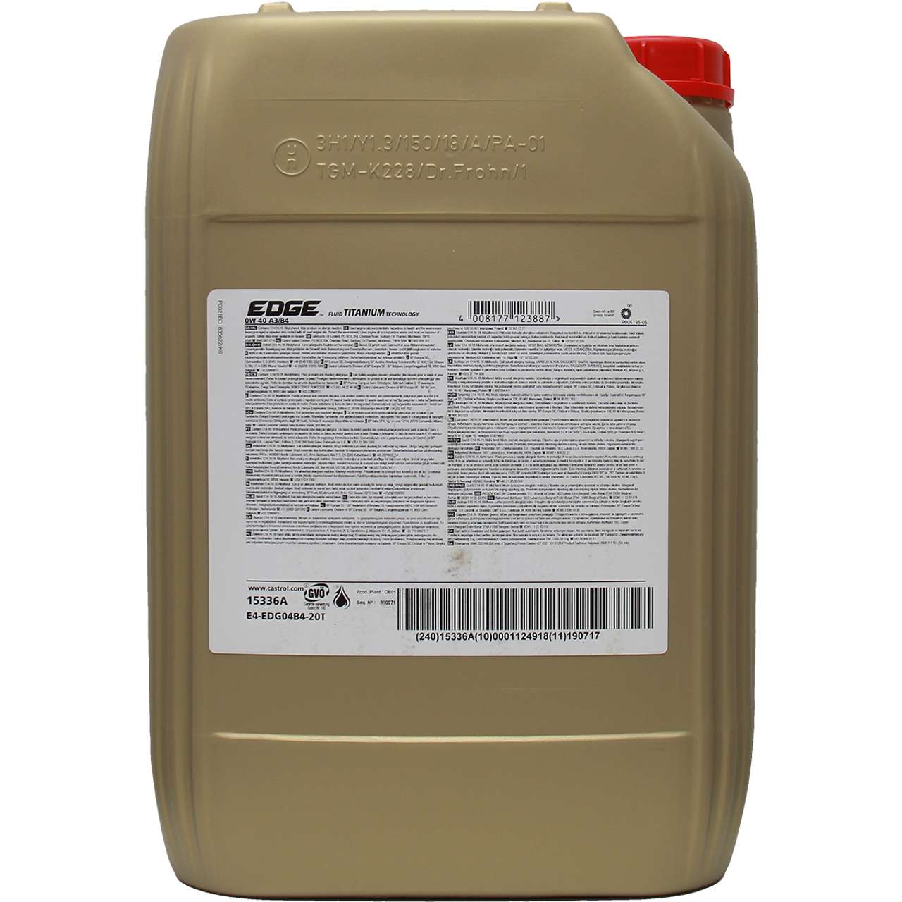 Castrol Edge Fluid Titanium 0W-40 A3/B4 20 Liter