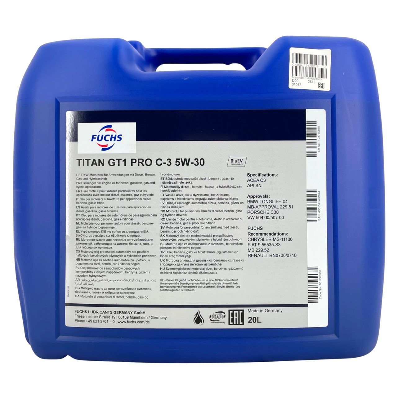 Fuchs Titan GT1 PRO C-3 5W-30 20 Liter