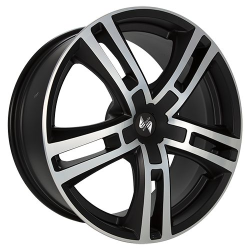 ETABETA URIEL schwarzmatt poliert mit Edelstahlkappe 11.0Jx23 5x120 ET35