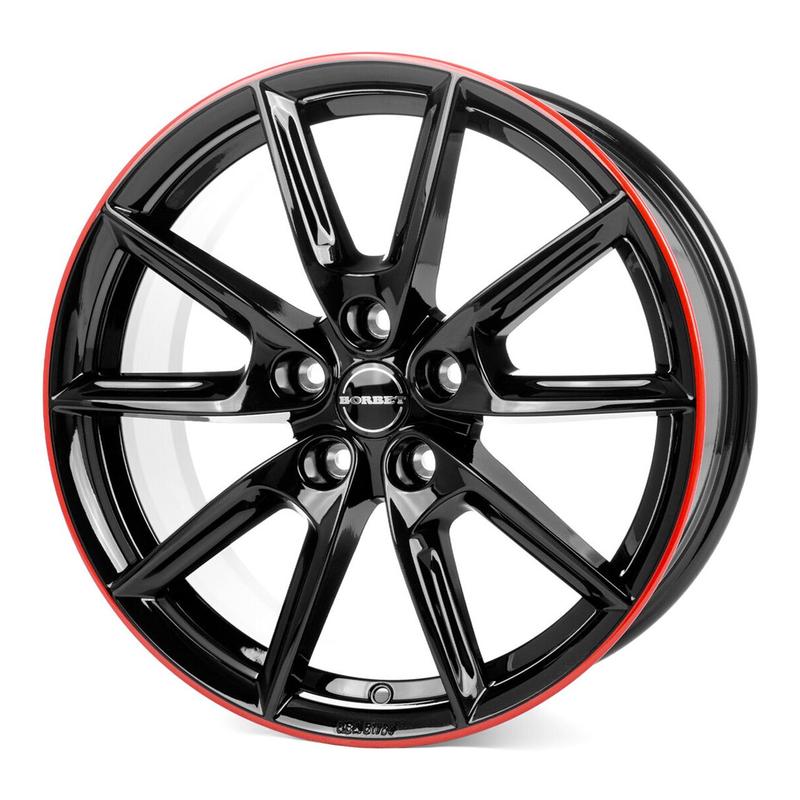 BORBET DESIGN LX19 black glossy red ring 8.0Jx19 5x108 ET45