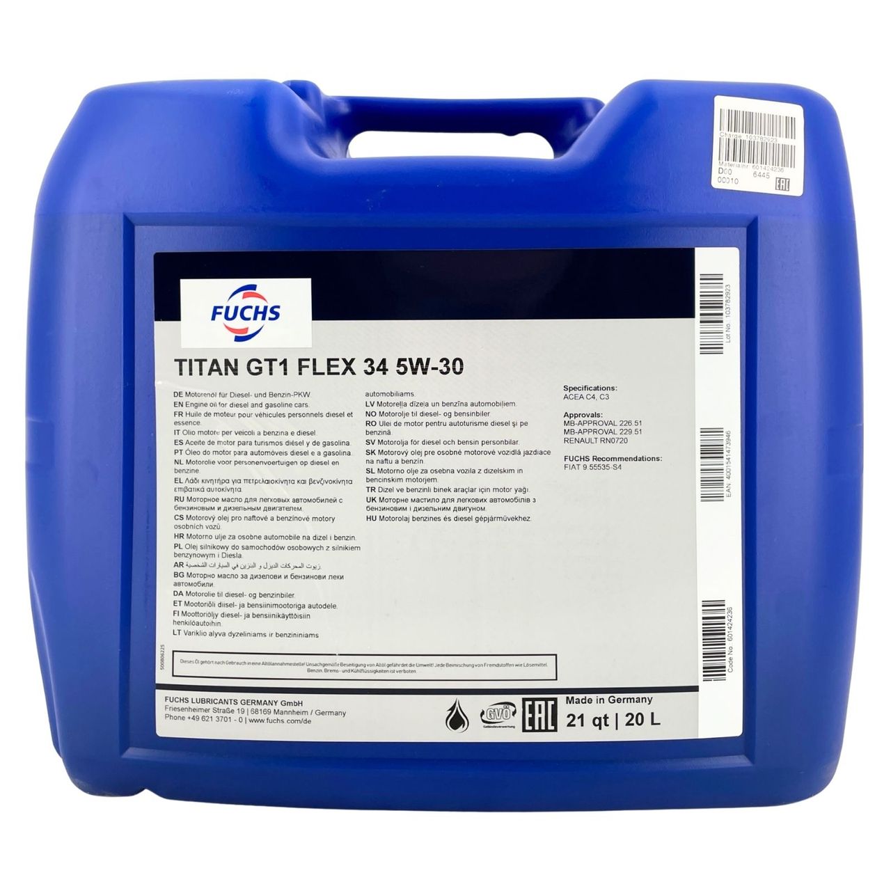 Fuchs Titan GT1 Flex 34 5W-30 20 Liter