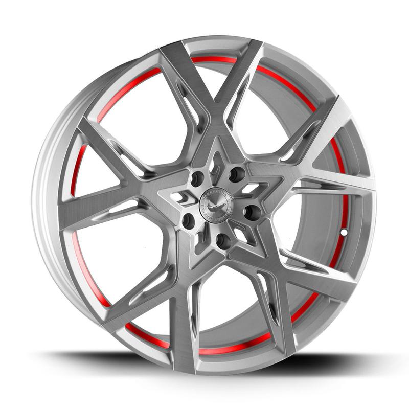 BARRACUDA PROJECT X Silver-brushed-Surface undercut Trimline red 10.0Jx22 5x120 ET40