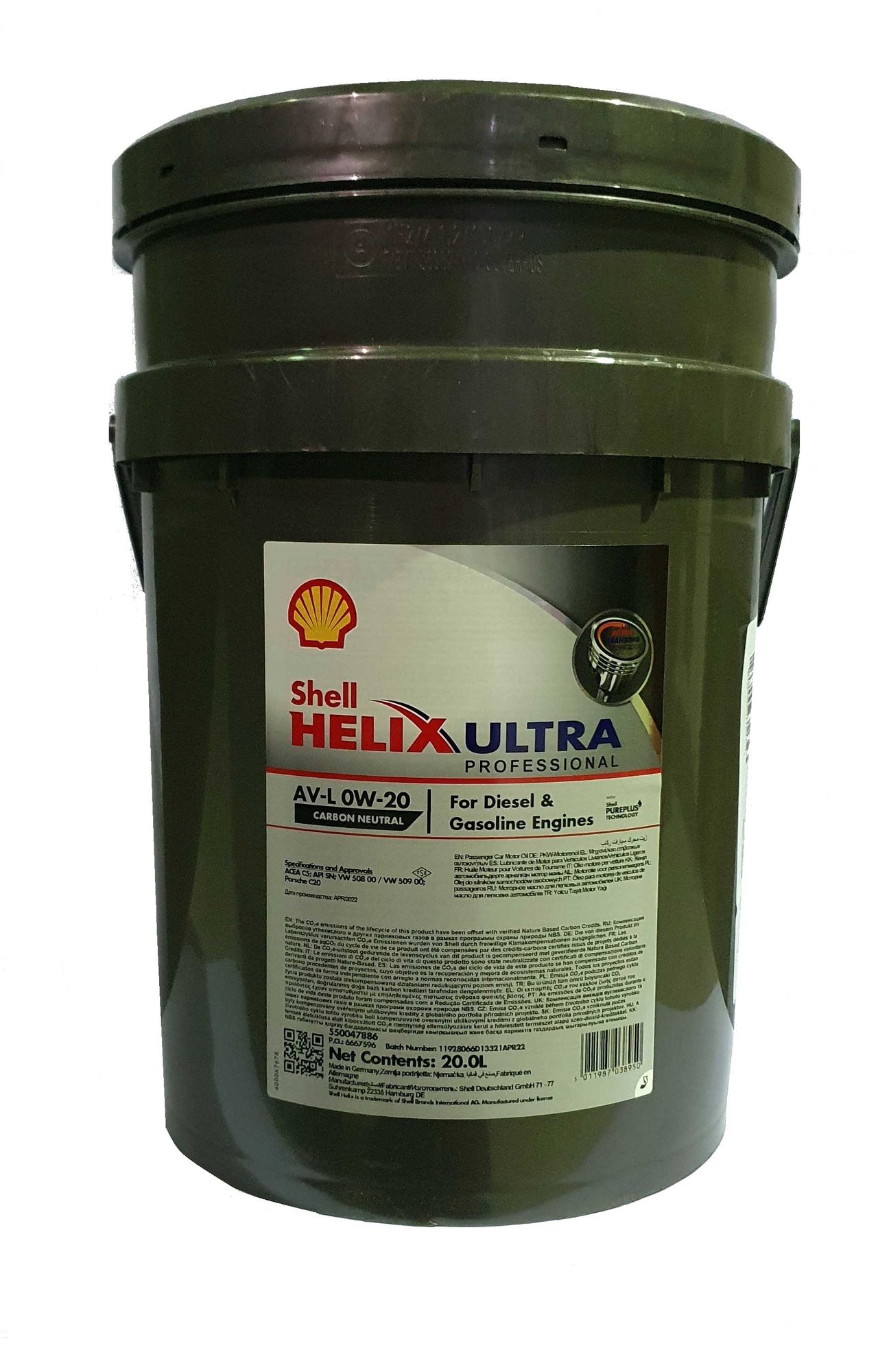 Shell Helix Ultra Professional AV-L 0W-20 20 Liter Shell Helix Ultra Professional AV-L 0W-20 20 Liter