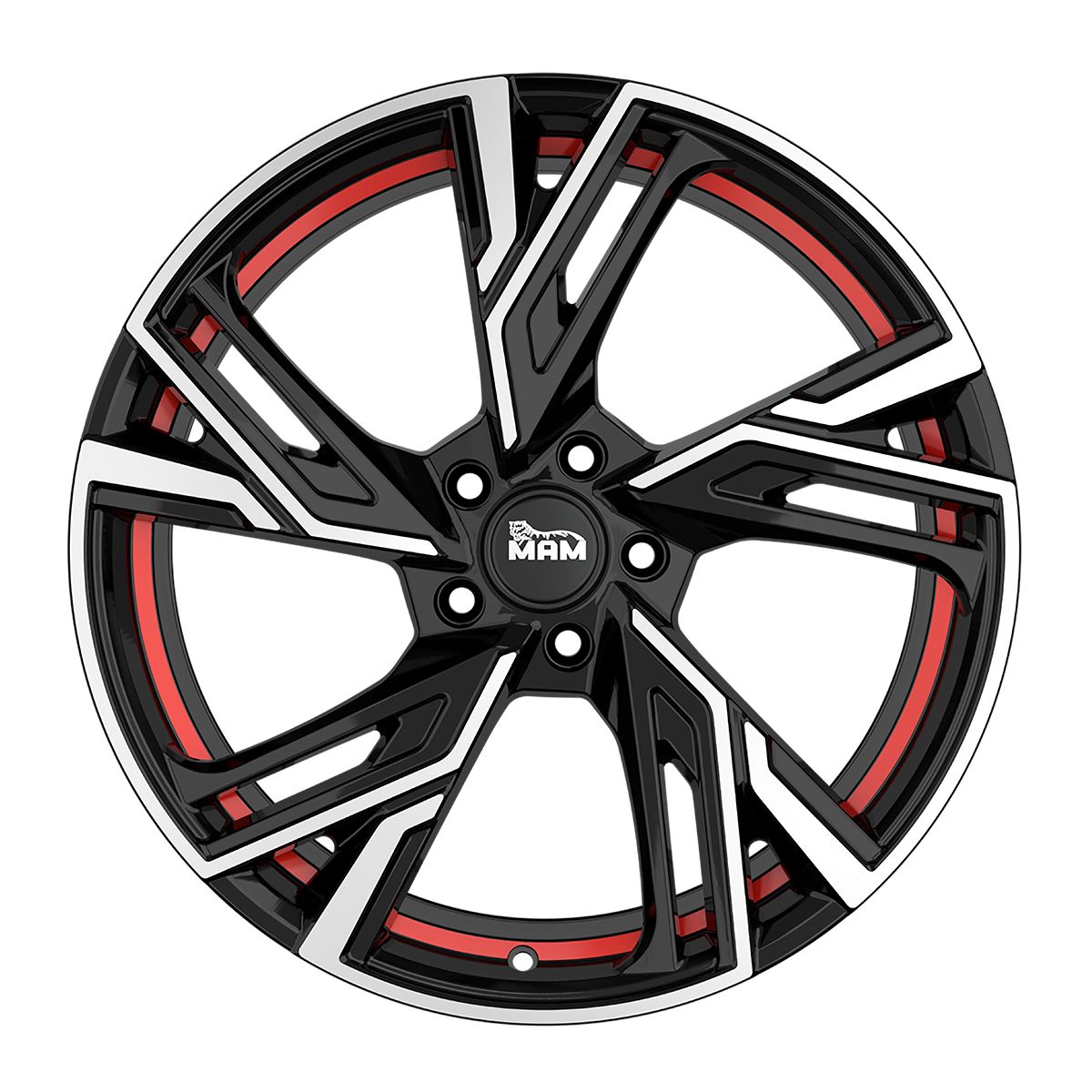 MAM WHEELS MAM RS5 black front polished red inside 7.0Jx16 5x120 ET35