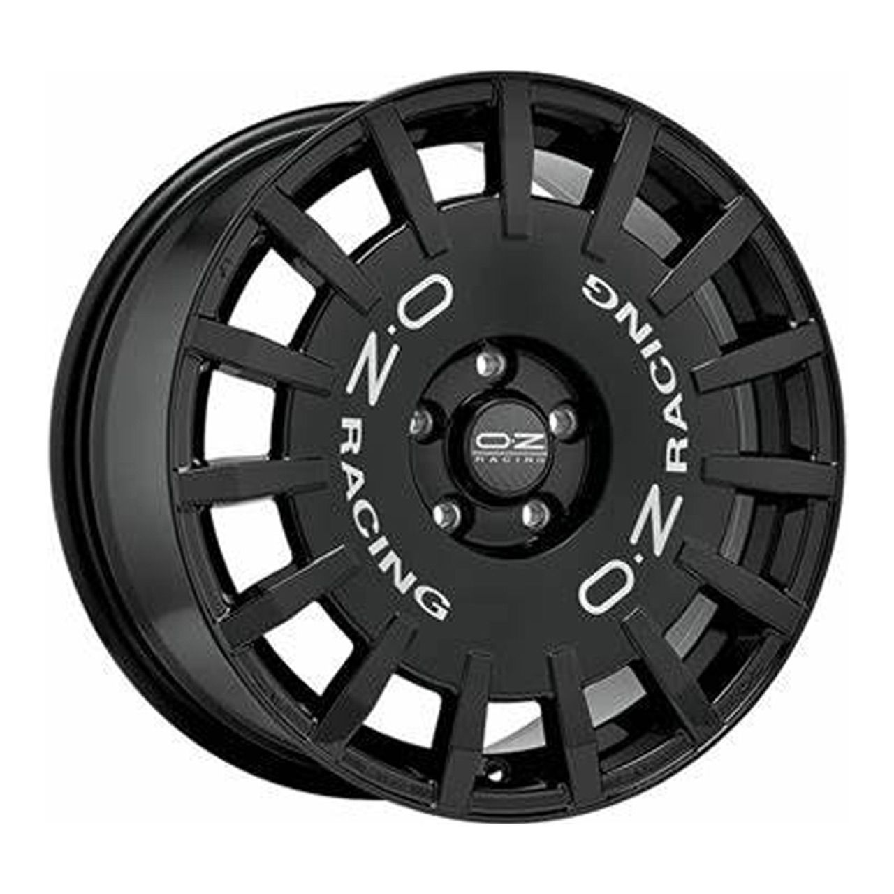 OZ RALLY RACING gloss black + silver lettering 7.0Jx17 4x100 ET30