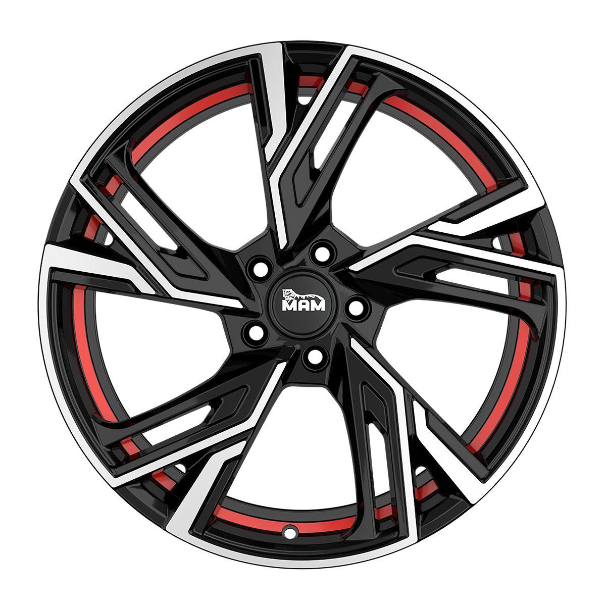 MAM WHEELS MAM RS5 black front polished red inside 7.0Jx16 5x100 ET38