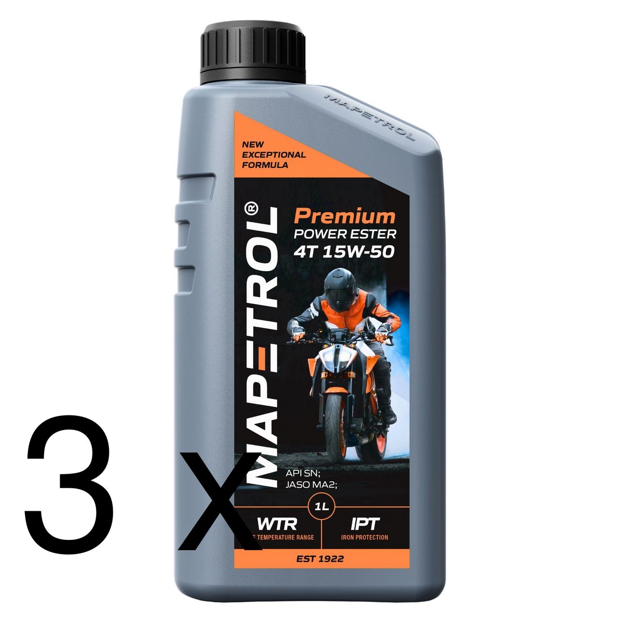 Mapetrol Premium Power Ester 4T 15W-50 3x1 Liter Mapetrol Premium Power Ester 4T 15W-50 3x1 Liter