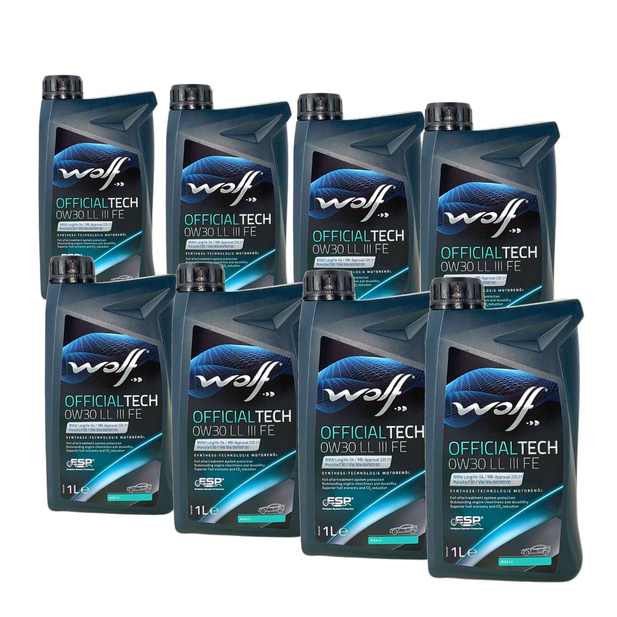 Wolf OfficialTech 0W-30 LL III FE 8x1 Liter