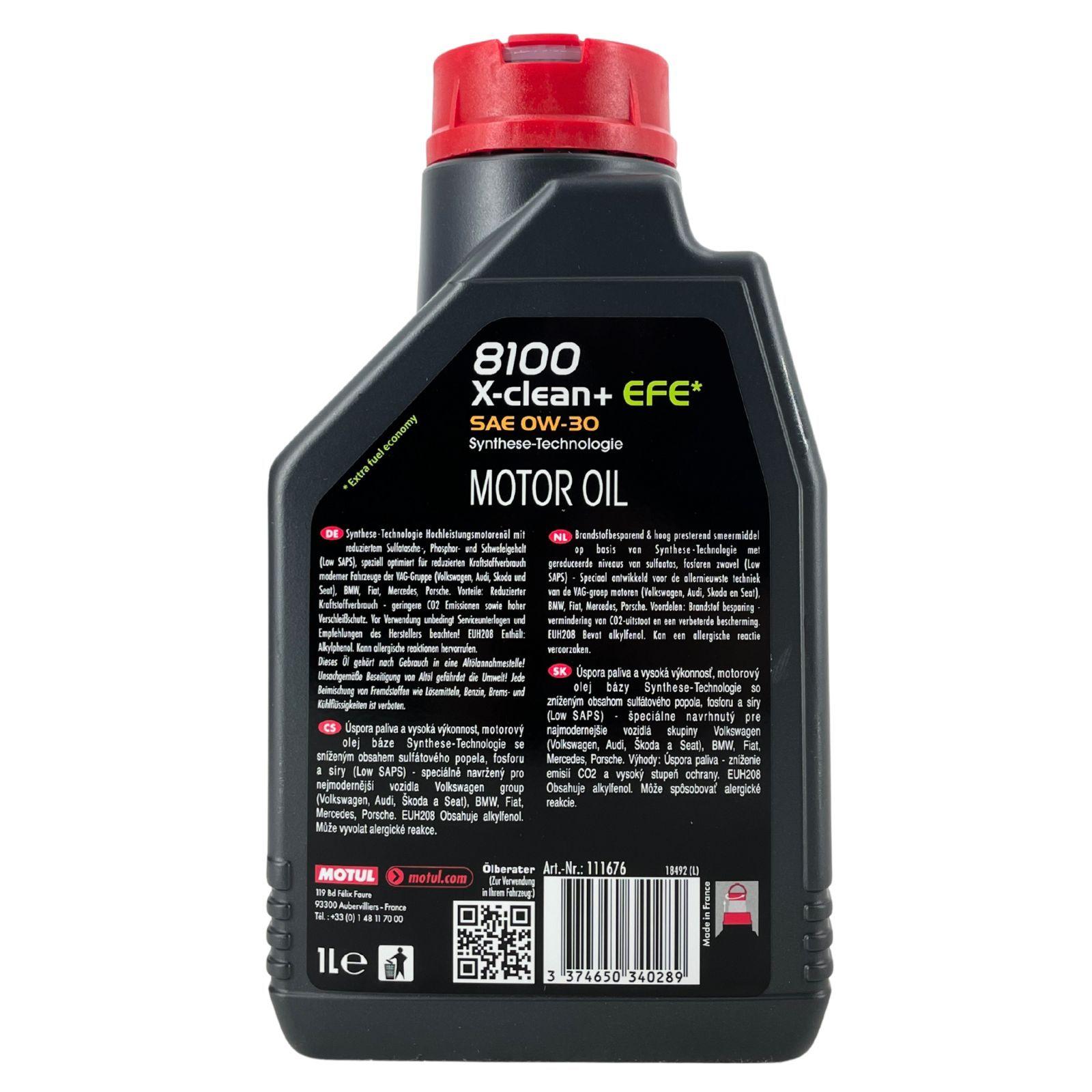 Motul 8100 X-Clean + EFE 0W-30 1 Liter