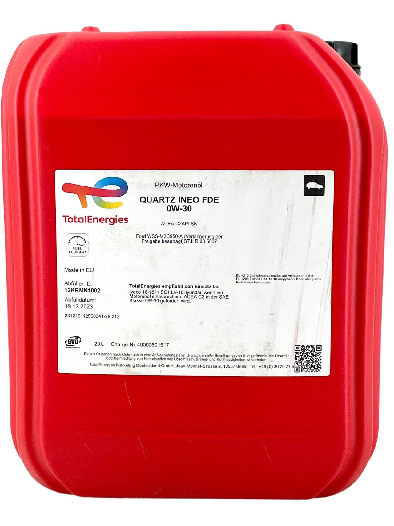 Total Quartz Ineo FDE 0W-30 20 Liter Total Quartz Ineo FDE 0W-30 20 Liter
